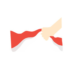 Indonesian flag in hand illustration