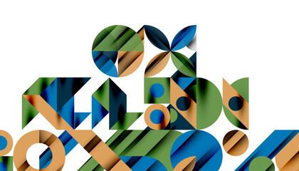 Neo memphis geometric pattern with circles, squares and lines. Pop art abstract background for covers, banners, flyers and posters and other templates