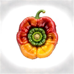 Bell pepper mandala a colorful mandala of red yellow and green bell peppers with seeds
