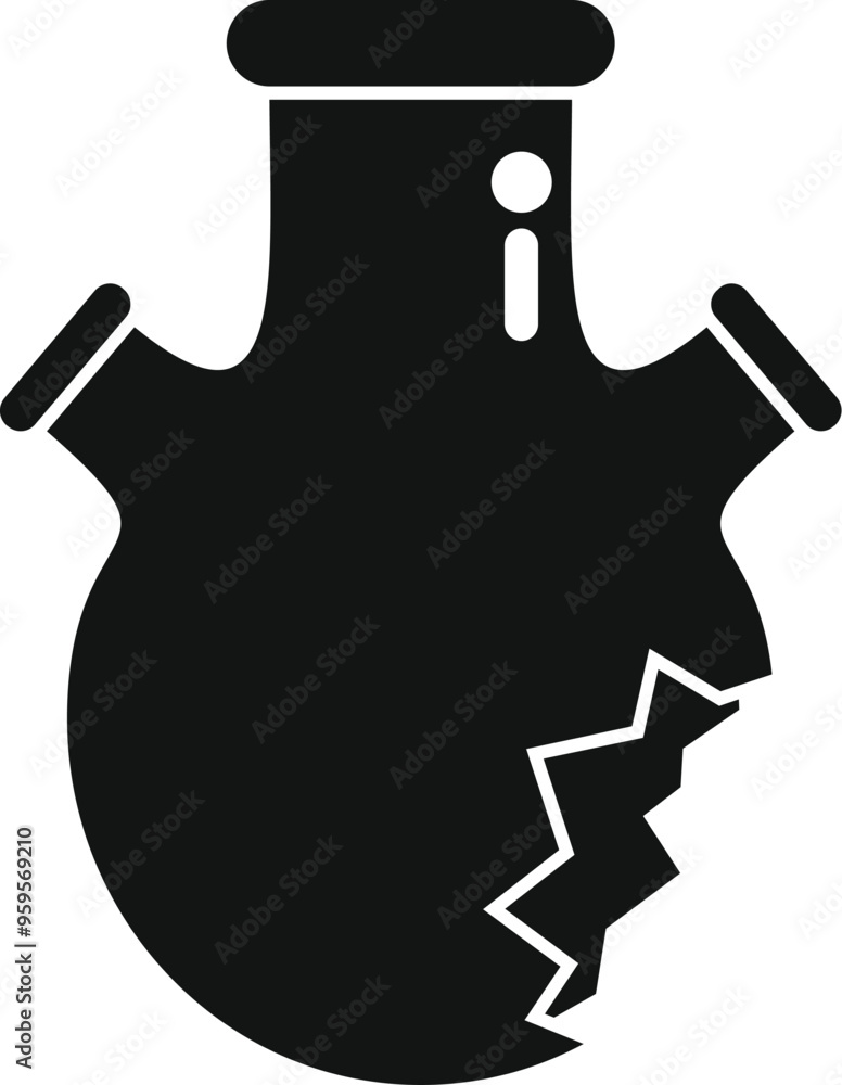 Poster this simple and minimalist icon represents a broken chemical flask, symbolizing a failed experiment 