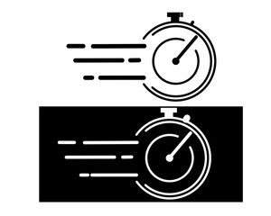 speed stopwatch icon in black and white. 
flat vector