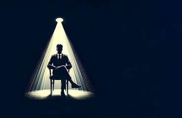 Fototapeta premium Silhouette Under Spotlight, Creating a Dramatic Atmosphere