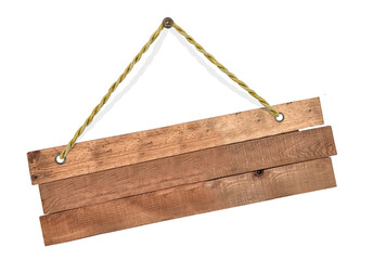 Pancarte vintage en bois brut à suspendre, fond blanc 