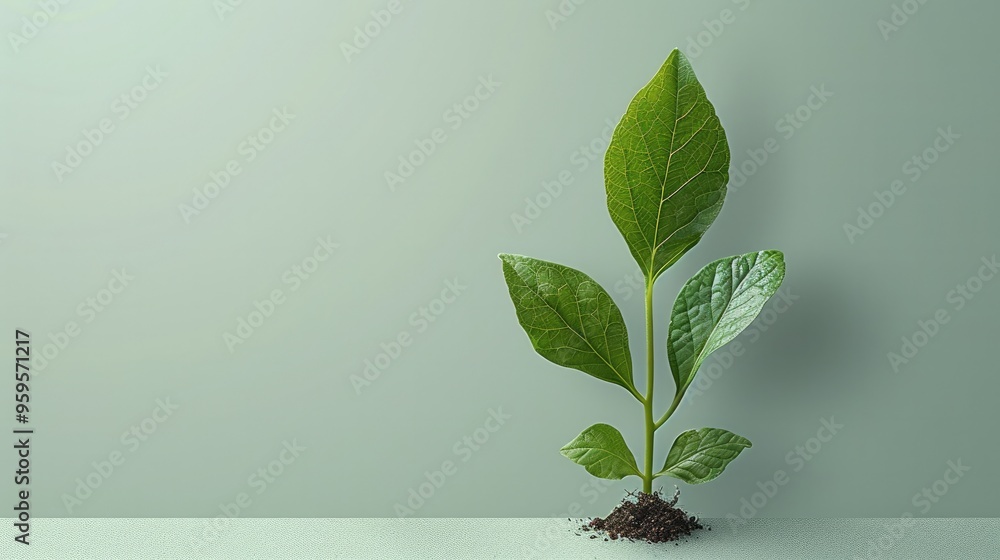 Poster clean and minimal upward arrow icon integrated with a leaf, symbolizing sustainability in business s