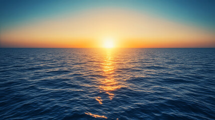 Obraz premium Golden Sunset Reflection On Calm Ocean Water.