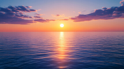 Obraz premium Golden Sunset Over Calm Ocean Waters 