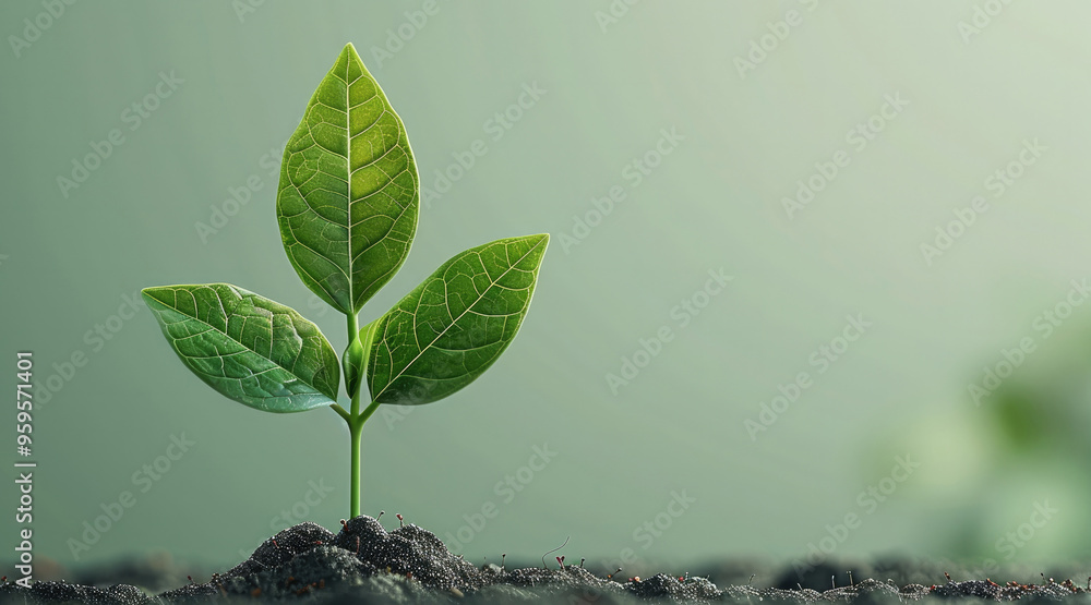 Poster clean and minimal upward arrow icon integrated with a leaf, symbolizing sustainability in business s