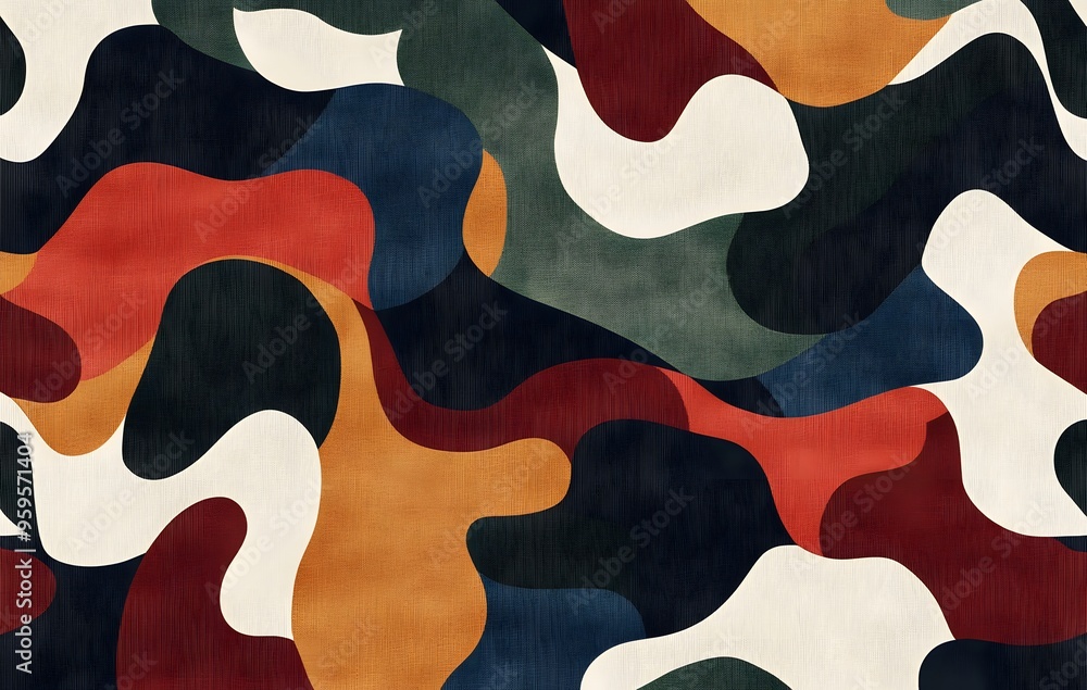Poster 4. **full-size seamless modern abstract rug pattern with fluid shapes and gradient colors**