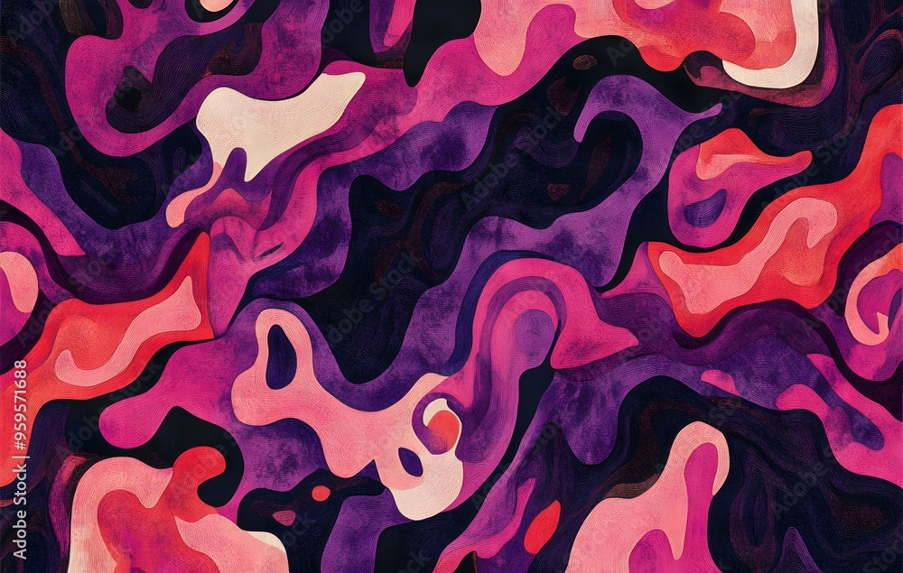 Aufkleber 4. **full-size seamless modern abstract rug pattern with fluid shapes and gradient colors**