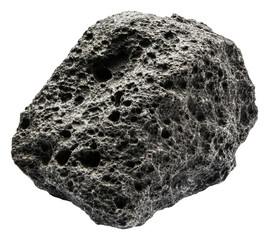 Pumice stone with porous texture and dark color, cut out - stock png.