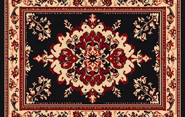 Obraz premium 5. **Full-size seamless Oriental rug pattern with elegant medallions and detailed borders**