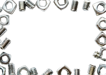 A frame of many different types of nuts and bolts