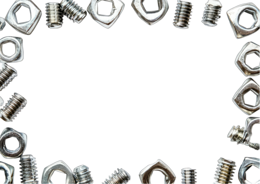 A frame of many different types of nuts and bolts