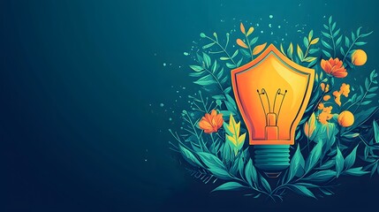 A Radiant Light Bulb Shielded by Nature's Embrace and Vibrant Flora for a Harmony of Illumination. New Creative Idea Concept