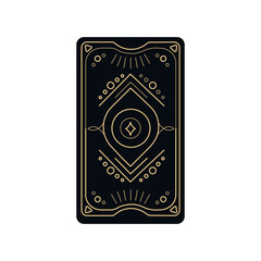 Tarot card cover magic symbols with frames on the edges, linear style.