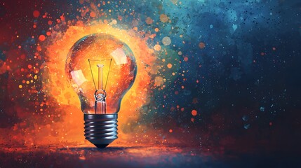 A Stunning Light Bulb Illuminating Ideas with Vibrant Colors and Expanding Rays of Inspiration. New Creative Idea Concept