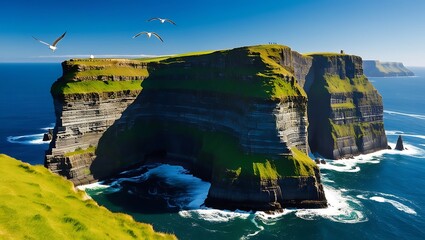 Experience the breathtaking beauty of the Cliffs of Moher in Ireland on a sunny day with this...