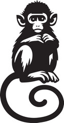 baby monkey silhouette vector art illustration
