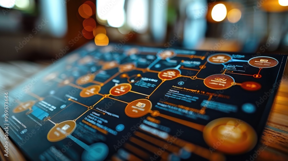 Leinwandbilder business plan with a flowchart and key performance indicators, organized strategy. generative ai.