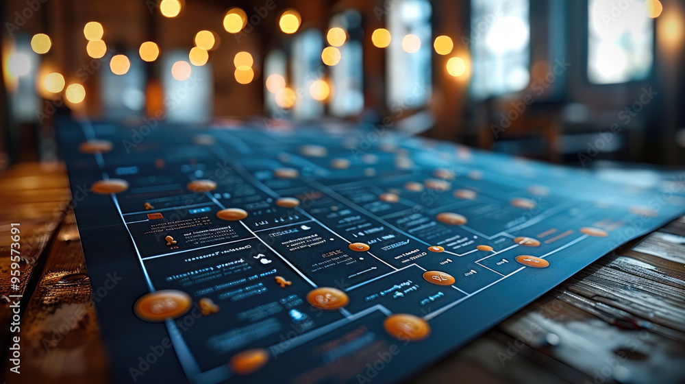 Leinwandbilder business plan with a flowchart and key performance indicators, organized strategy. generative ai.