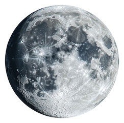 Detailed full moon shining bright in a dark sky, cut out - stock png.