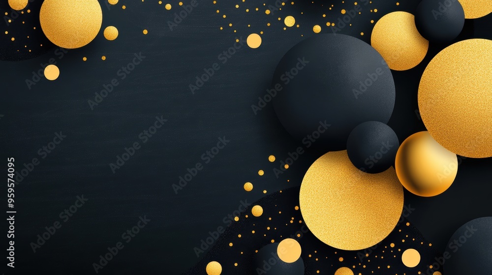 Poster chic circular patterns in contrasting gold and black create a striking design ideal for modern art o