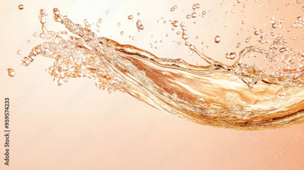 Poster a vibrant splash of liquid gracefully arcs through the air, catching light and creating dynamic drop