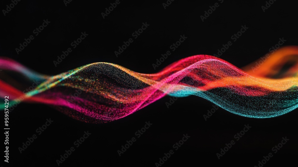 Aufkleber colorful light waves swirl and blend on a dark background, showcasing an abstract and dynamic displa