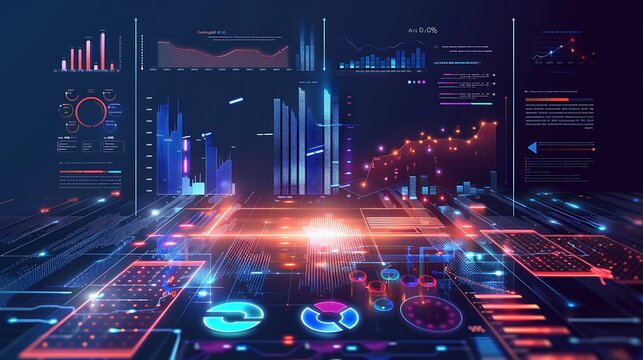 Digital data visualization with statistical graph charts for performance metrics business analysis Concept. - Powered by Adobe