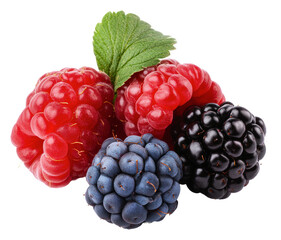 Fresh berries in a variety of colors and textures, cut out - stock png.