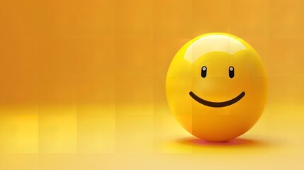 Fototapeta premium Smiling emotion or smiley yellow ball emoji on a yellow background