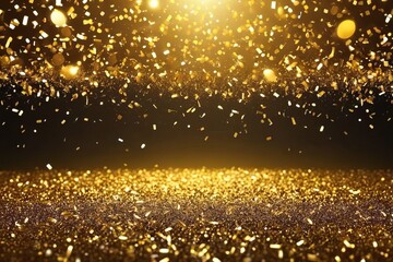 An explosion of liquid gold glitter. A great background for New Year's holidays, Merry Christmas and New Year greetings.