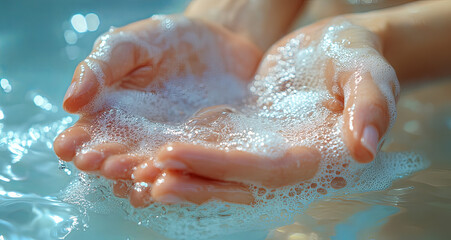 Fototapeta premium washing hands with soap