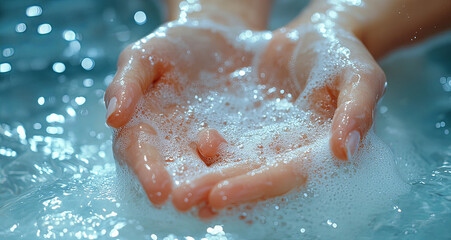 Fototapeta premium washing hands with soap
