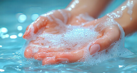 Fototapeta premium washing hands with soap