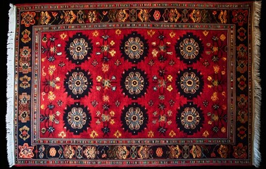 43. **Full-size traditional Afghan rug pattern featuring a seamless array of rich, detailed designs**