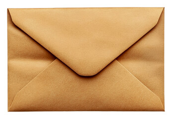 Mail-ready brown envelope on plain bg, cut out - stock png.