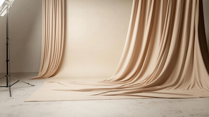 luxury beige matte backdrop fabric for photo studio decoration, Ai generated images