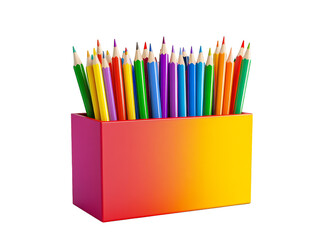 Fototapeta premium Colorful Pencils in a Red and Yellow Container