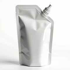 White Flexible Pouch Packaging with Spout - Modern Liquid Product Container isolated on white background 2

