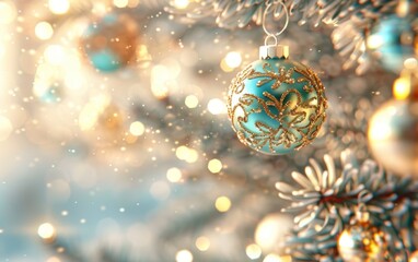 A beautifully decorated Christmas ornament hanging on a shimmering tree, evoking the warmth and joy of the festive season.