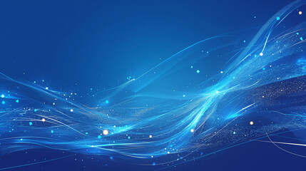 Fototapeta premium Blue background with digital connections and technology, featuring a blue gradient and white dots on a dark blue backdrop. Perfect as a technical web banner template for web design, computer science p