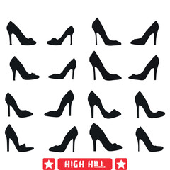 Heel Heights  Versatile High Heel Silhouette Set for Fashion Illustrations