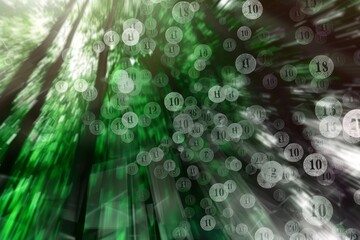 "Immerse yourself in a high-tech digital world with this background image featuring a clean, blurred design of binary numbers in black and green. The abstract pattern creates a futuristic and sophisti