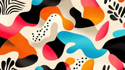 Vibrant abstract pattern featuring colorful shapes and smooth curves, ideal for modern designs and creative projects.