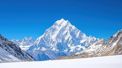 Fototapeta premium Majestic Snowcapped Mountain Range Under Clear Blue Skies