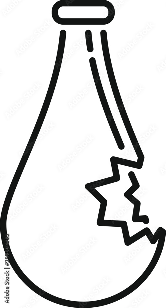 Aufkleber simple line drawing of a bottle with a large crack and sharp edges, representing danger