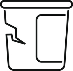 Simple vector showing a broken plastic bucket with a missing piece