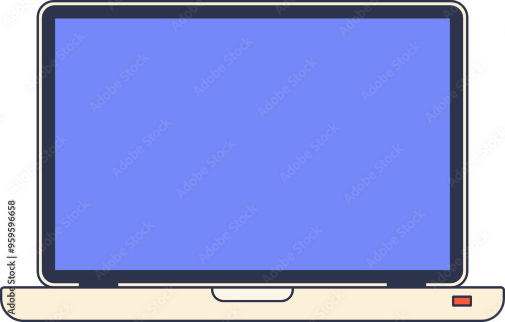 Poster vector illustration of an open laptop with a blank screen, symbolizing readiness for work or informa