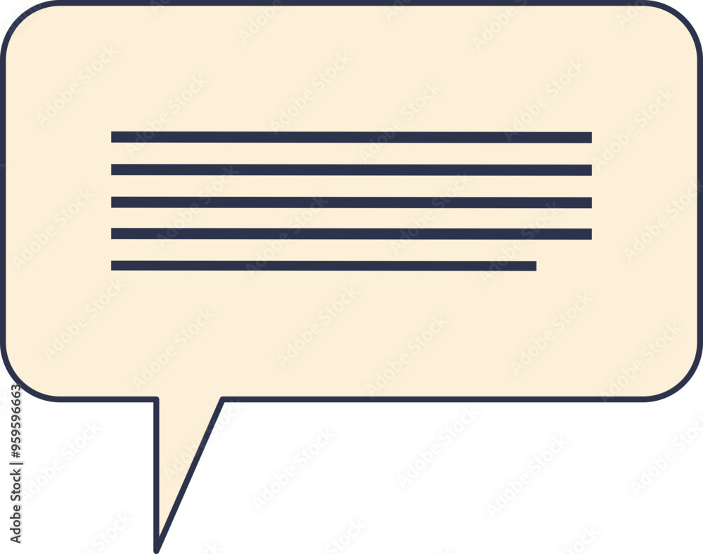 Poster dark speech bubble with stylized text lines, symbolizing communication or dialogue.
